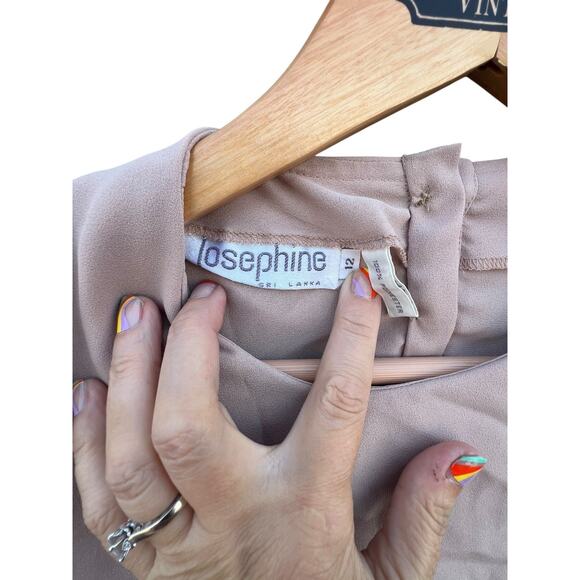 Josephine Women's Vintage Career Blouse Pleated Long Sleeve Beige Size 12 - Picture 4 of 6